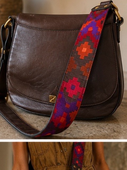 Brian Atwood Boho Reversible Strap Genuine Leather Crossbody Bag- Eapresso Brown